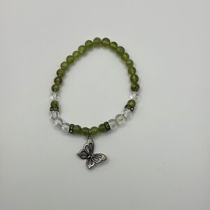Green and Silver Butterfly Charm Bracelet
